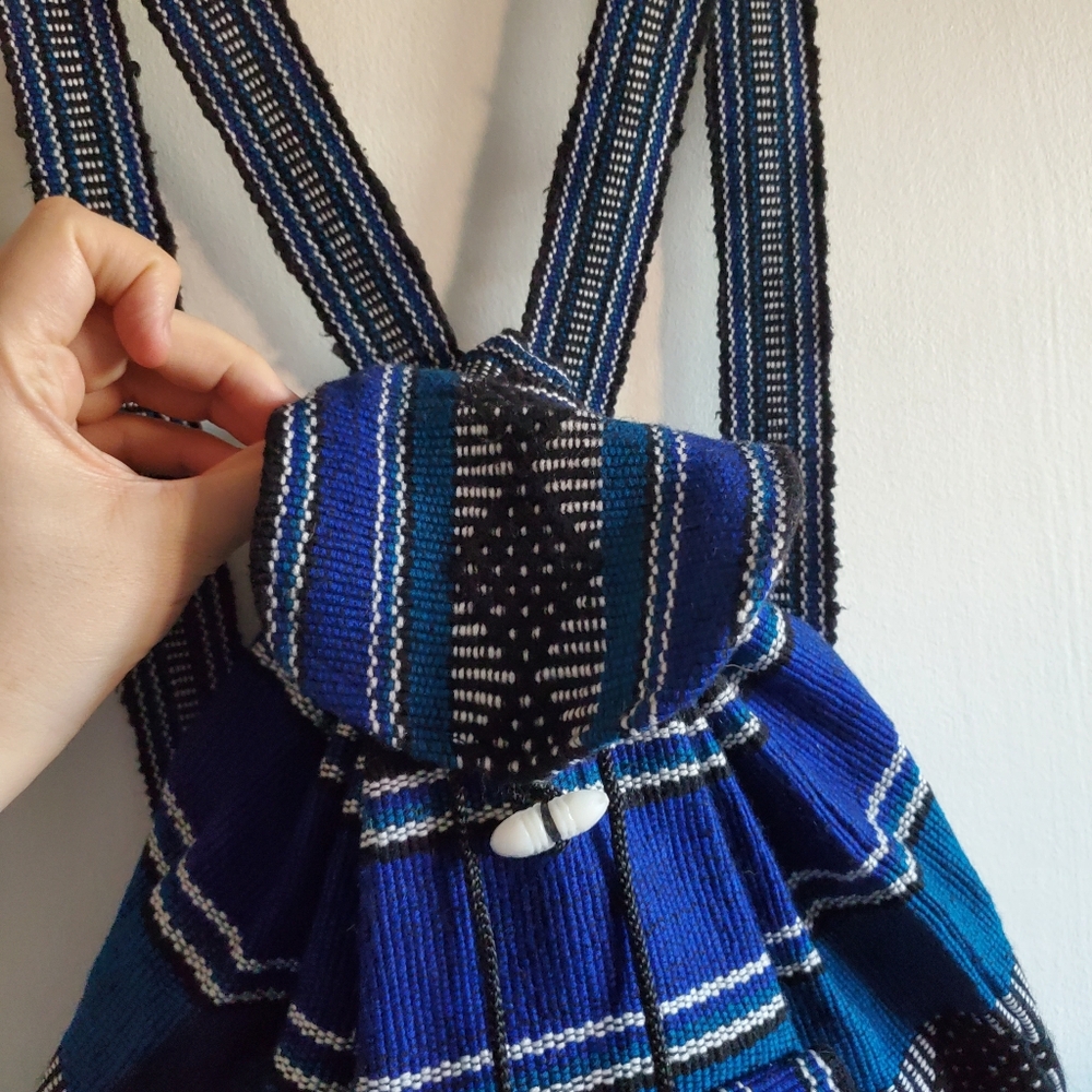 Lillo Woven Drawstring Backpack Artisan Blue Baja… - image 2